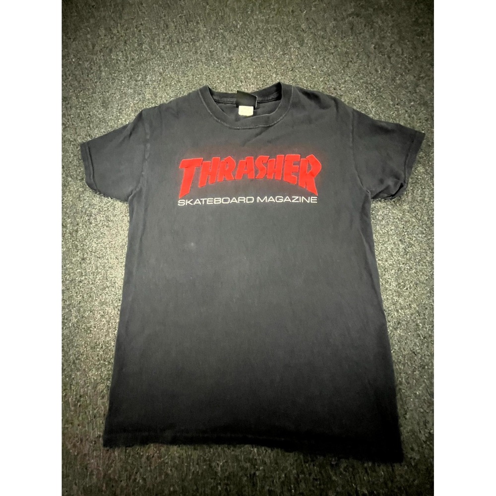 Thrasher Skateboard Magazine T Shirt Men's Small Black Cotton Logo Short Sleeve